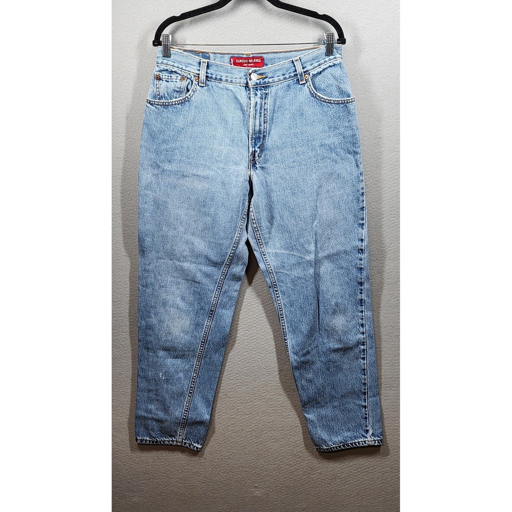Vintage Levis 550 Relaxed Fit Tapered Leg Mom Jeans Size 14 Long High Rise Denim